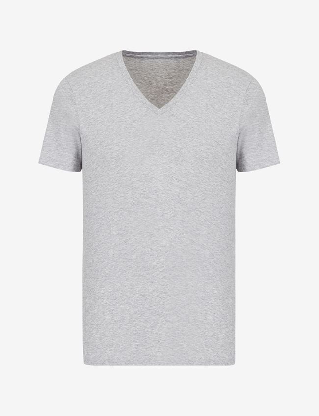 Armani Exchange T-Shirt A Tinta Unita Grigio Chiaro Cotone