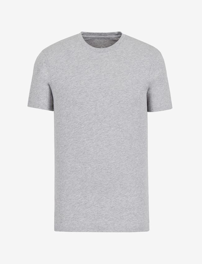 Armani Exchange T-Shirt A Tinta Unita Grigio Chiaro Cotone