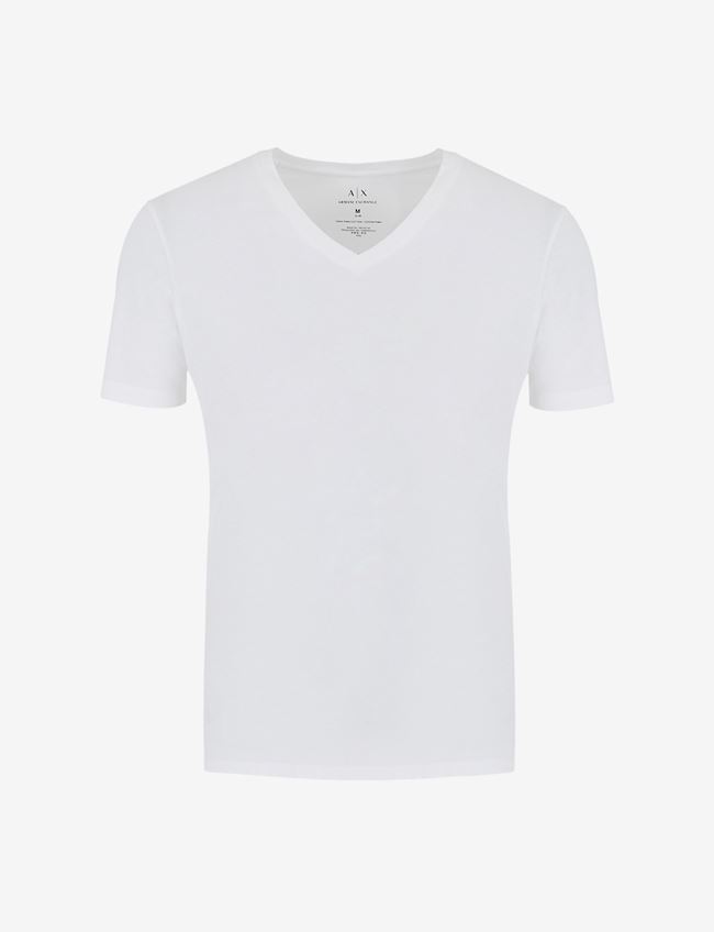 Armani Exchange T-Shirt A Tinta Unita Bianco Cotone Pima