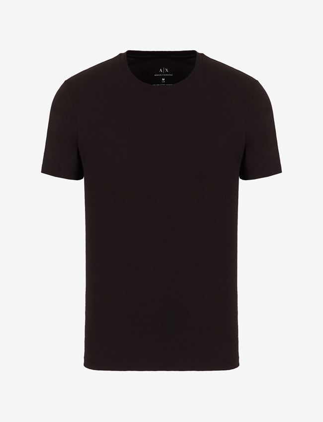 Armani Exchange T-Shirt A Tinta Unita Nero Cotone