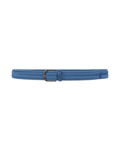 Orciani Man Belt Azure Size 36 Soft Leather, Textile Fibers In Blue