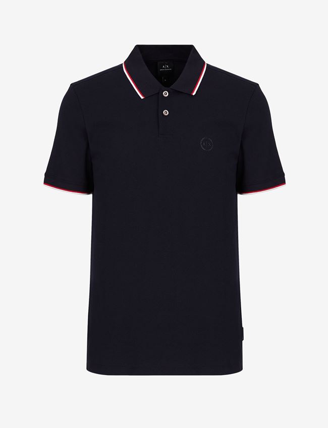 Armani Exchange Polo A Maniche Corte Blu Navy Cotone