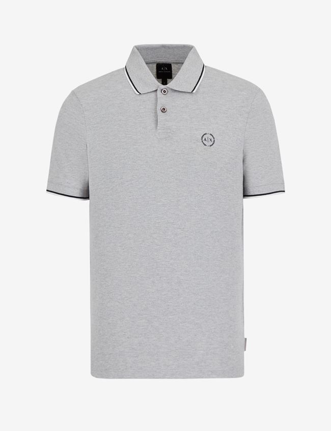 Armani Exchange Polo A Maniche Corte Grigio Cotone