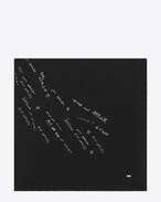 SAINT LAURENT Squared Scarves D Large square scarf with writings in black and silver wool etamine f