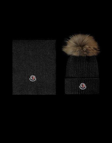 moncler hat and scarf set black