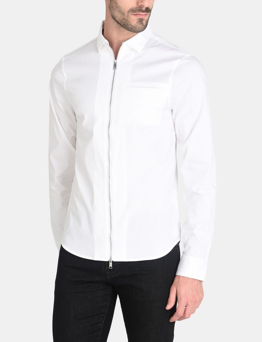 Armani Exchange SLIM FIT ZIPPERED DRESS  SHIRT  Long Sleeve 