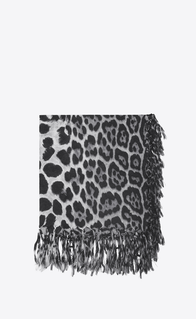 Large square leopard scarf in black and graphite wool cloth