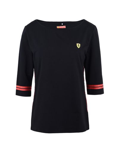 Scuderia Ferrari Online Store - Women's Scuderia Ferrari T-shirt with Icon Tape - Short Sleeve T-Shirts