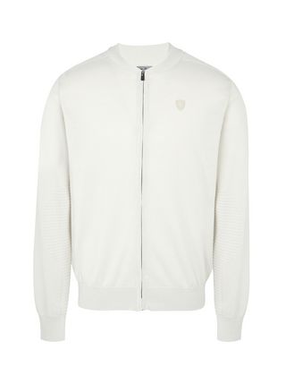 Scuderia Ferrari Online Store - Zipped sweater in Italian cotton yarn - Zip Sweaters