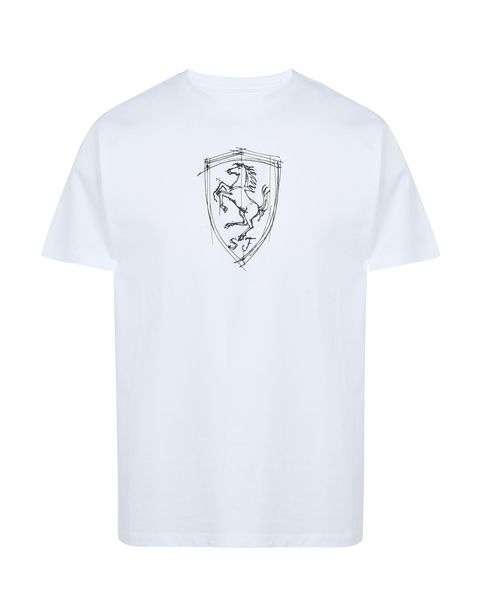 Scuderia Ferrari Online Store - Men's T-shirt with silkscreen print of the Shield - Short Sleeve T-Shirts