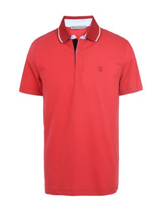 Scuderia Ferrari Online Store - Men's short-sleeve polo shirt with Ferrari Shield - Short Sleeve Polos