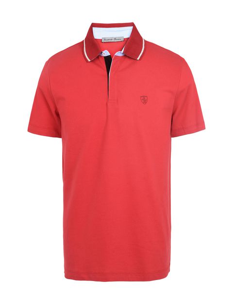 Scuderia Ferrari Online Store - Men's short-sleeve polo shirt with Ferrari Shield - Short Sleeve Polos