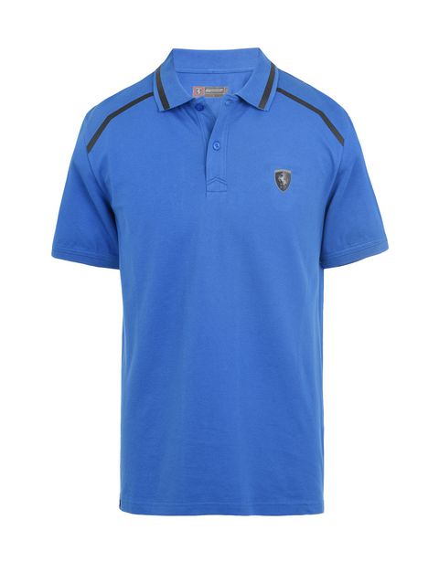 Scuderia Ferrari Online Store - Short-sleeve cotton polo shirt with rubberized print - Short Sleeve Polos