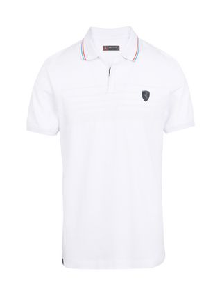 Scuderia Ferrari Online Store - Short-sleeve zip polo shirt with rubberised print - Short Sleeve Polos