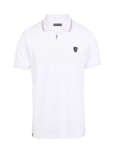 Scuderia Ferrari Online Store - Short-sleeve zipped polo shirt with rubberized print - Short Sleeve Polos
