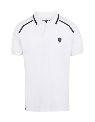 Scuderia Ferrari Online Store - Short-sleeve cotton polo shirt with rubberized print - Short Sleeve Polos