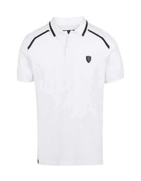 Scuderia Ferrari Online Store - Short-sleeve cotton polo shirt with rubberised print - Short Sleeve Polos
