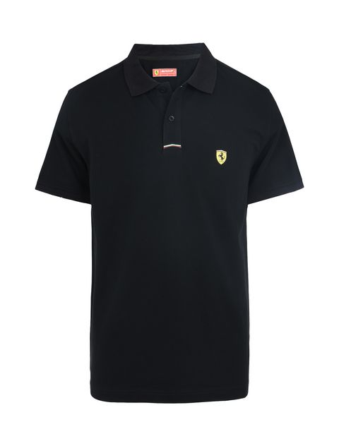 Scuderia Ferrari Online Store - Piqué cotton polo shirt with Shield on the breast - Short Sleeve Polos