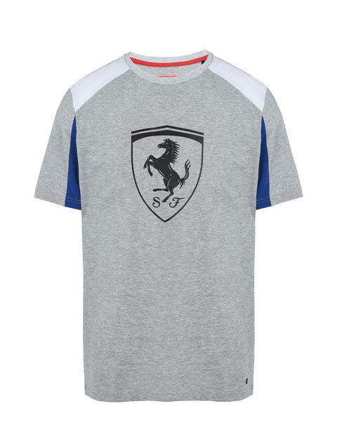 Scuderia Ferrari Online Store - Short-sleeve T-shirt with relief printed Shield - Short Sleeve T-Shirts