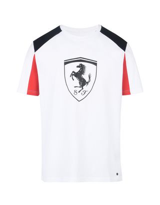 Scuderia Ferrari Online Store - Short-sleeve T-shirt with relief printed Shield - Short Sleeve T-Shirts