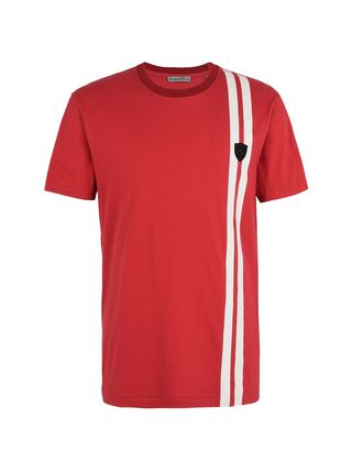 Scuderia Ferrari Online Store - Men's short-sleeve crewneck T-shirt with contrasting color stripes -