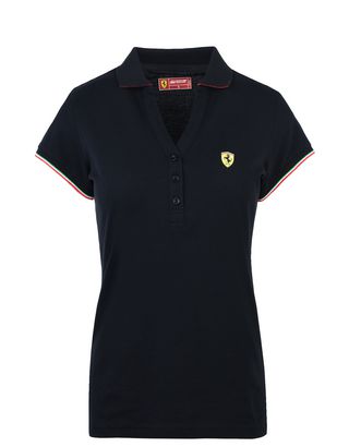 Scuderia Ferrari Online Store - Short-sleeve women's polo shirt in piqué cotton - Short Sleeve Polos