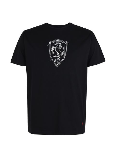 Scuderia Ferrari Online Store - Men's T-shirt with silkscreen print of the Shield - Short Sleeve T-Shirts
