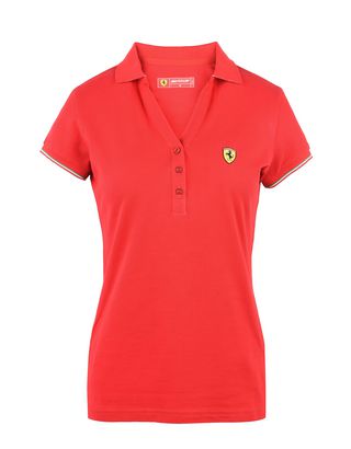 Scuderia Ferrari Online Store - Polo da donna a maniche corte in cotone piquet - Polo a maniche corte