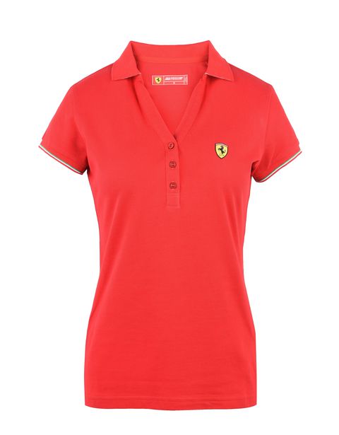 Scuderia Ferrari Online Store - Short-sleeve women's polo shirt in piqué cotton - Short Sleeve Polos