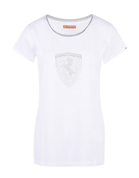 Scuderia Ferrari Online Store - T-shirt femme avec Scudetto en strass - T-shirts à manches courtes