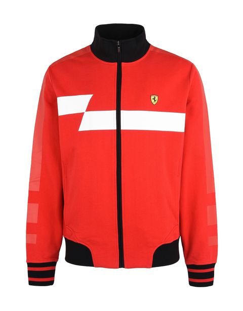 Scuderia Ferrari Online Store - Men's zipped sweatshirt with geometric print and Ferrari Shield - Zip Sweaters