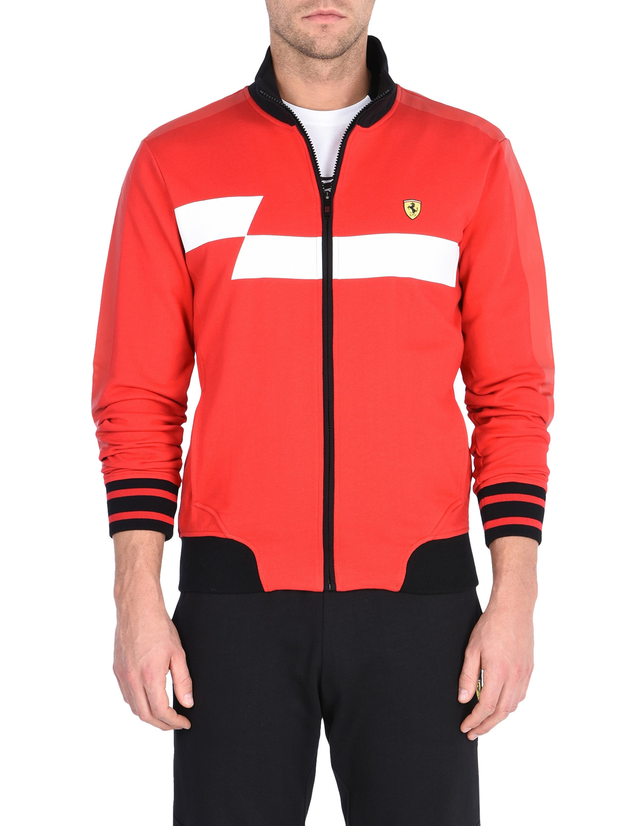 Ferrari Men's zip sweatshirt with geometric print and Ferrari Shield ...