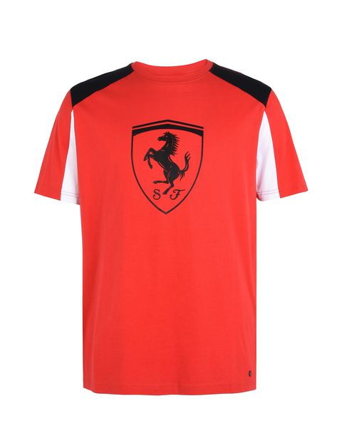 Scuderia Ferrari Online Store - Short-sleeve T-shirt with relief printed Shield - Short Sleeve T-Shirts