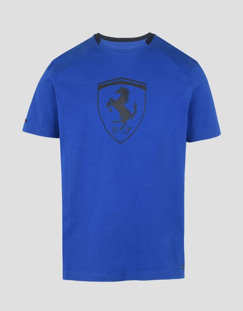 Scuderia Ferrari Online Store - Men's short-sleeve t-shirt with black Shield - Short Sleeve T-Shirts