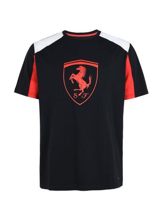 Scuderia Ferrari Online Store - Short-sleeve T-shirt with relief printed Shield - Short Sleeve T-Shirts