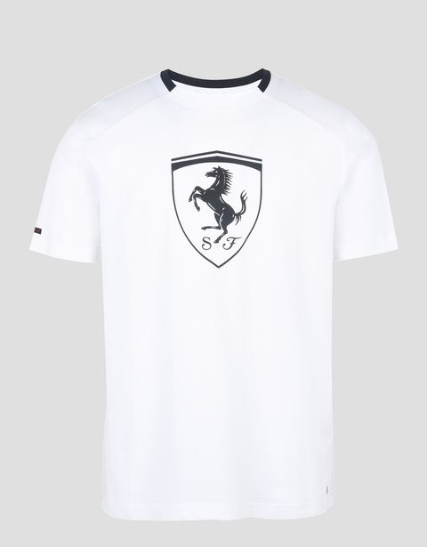 Scuderia Ferrari Online Store - Men's short-sleeve t-shirt with black Shield - Short Sleeve T-Shirts