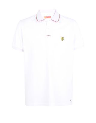 Scuderia Ferrari Online Store - Men's piqué cotton polo shirt - Short Sleeve Polos