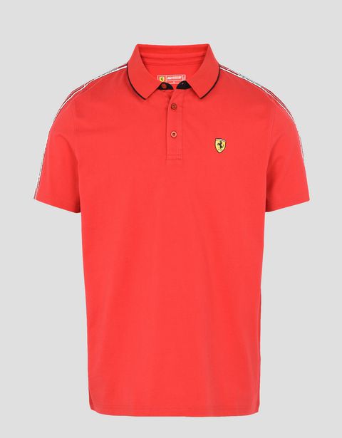 Scuderia Ferrari Online Store - Polo shirt with Scuderia Ferrari Icon Tape - Short Sleeve Polos