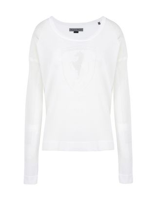 Scuderia Ferrari Online Store - Women's long-sleeve tricot sweater with Shield - Crew Neck Jumpers