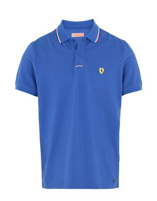 Scuderia Ferrari Online Store - Men's piqué cotton polo shirt - Short Sleeve Polos