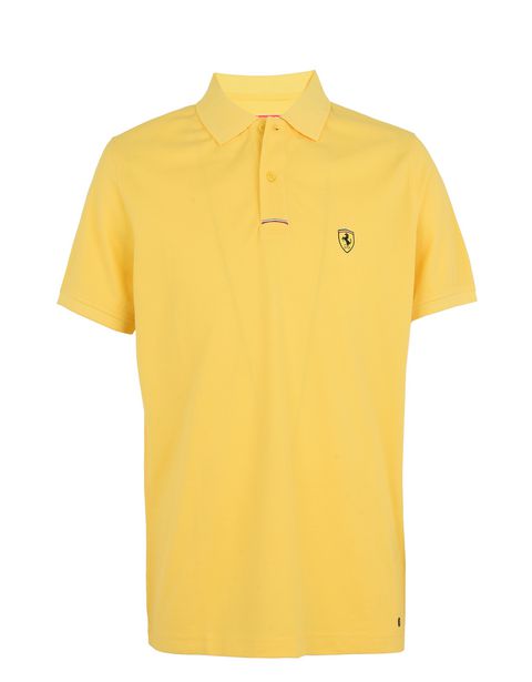 Scuderia Ferrari Online Store - Piqué cotton polo shirt with Shield on the breast - Short Sleeve Polos