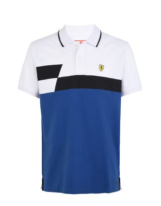 Scuderia Ferrari Online Store - Polo en piqué de coton avec imprimé géométrique - Polos à manches courtes
