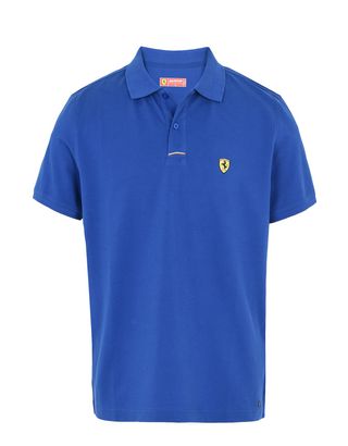 Scuderia Ferrari Online Store - Piqué cotton polo shirt with Shield on the breast - Short Sleeve Polos