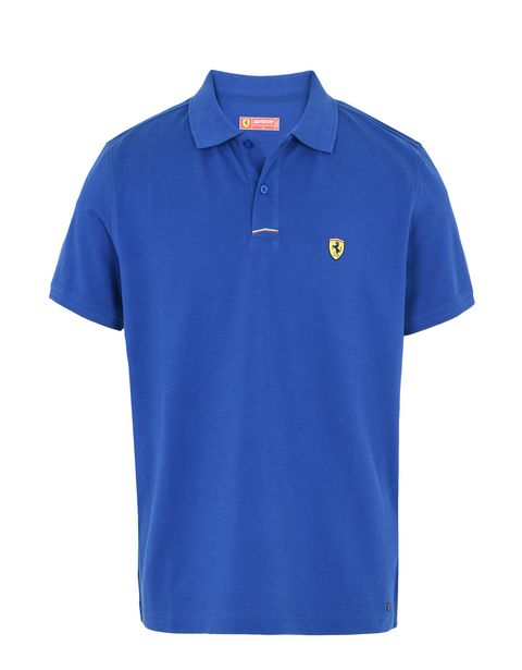 Scuderia Ferrari Online Store - Piqué cotton polo shirt with Shield on the breast - Short Sleeve Polos