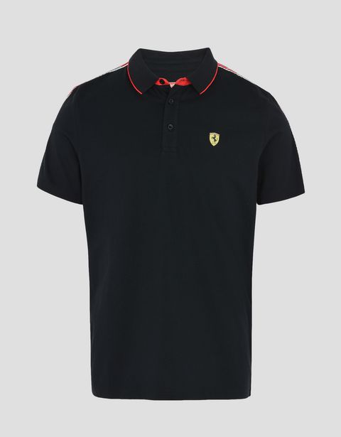 Scuderia Ferrari Online Store - Polo shirt with Scuderia Ferrari Icon Tape - Short Sleeve Polos