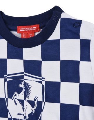 Scuderia Ferrari Online Store - T-Shirt für Neugeborene im Schachbrettmuster - Kurzärmelige T-Shirts