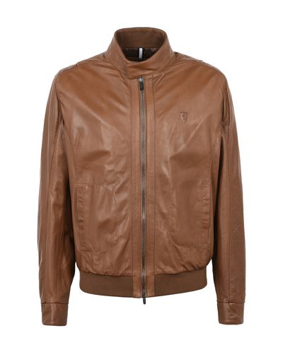 Scuderia Ferrari Online Store - Men's leather bomber jacket - Leather Jackets