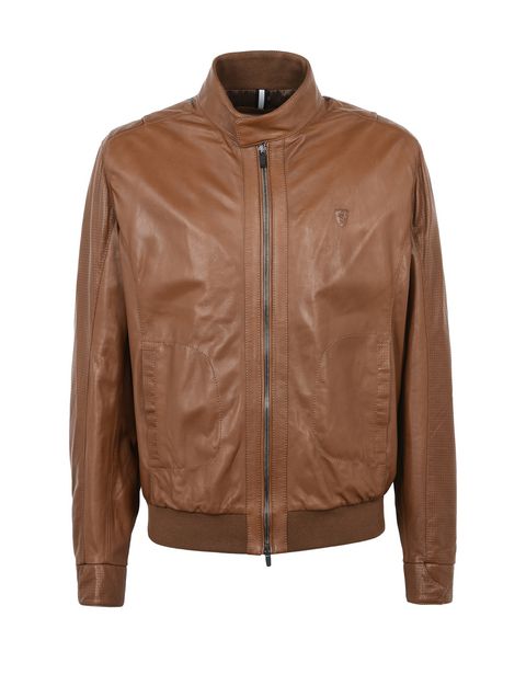 Scuderia Ferrari Online Store - Men's leather bomber jacket - Leather Jackets
