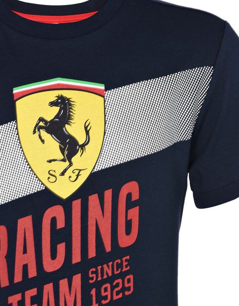 Scuderia Ferrari Online Store - Cotton T-shirt for teens with "Racing Team" print - Short Sleeve T-Shirts