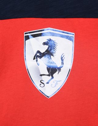 Scuderia Ferrari Online Store - Two-tone T-shirt for teens in slub jersey - Short Sleeve T-Shirts